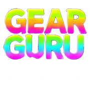 Gear Guru logo with vibrant psychedelic colors, featuring the tagline 'Your Free AI Music Gear Expert.