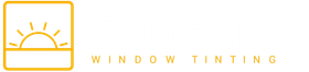 A logo for a window tinting company with a sun in a square.