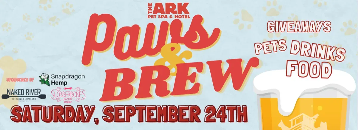 A poster for paws brew on saturday september 24th