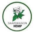 A logo for snapdragon hemp with a flower and leaves in a circle.