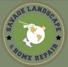 A logo for dba savage landscape and home repair.