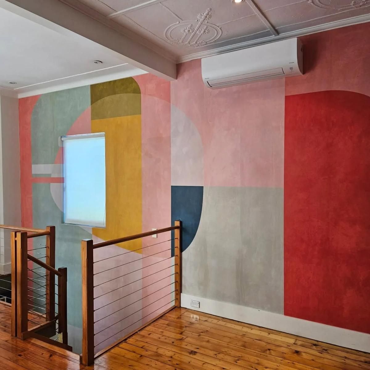Bright office with wallpaper decoration