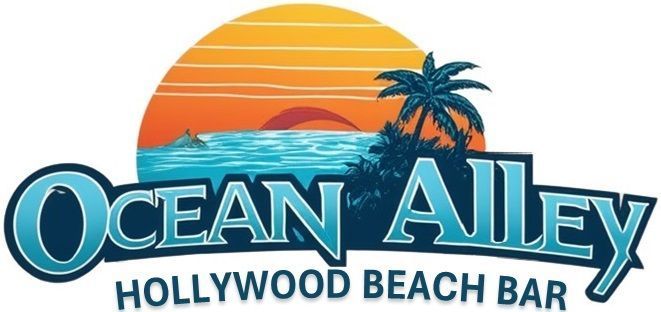 A logo for ocean alley hollywood beach bar