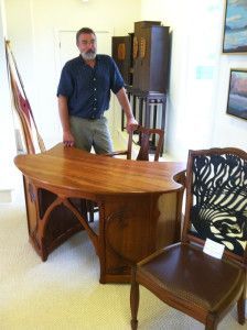 The Art Nouveau Desk and  Mackmurdo chair on exhibit at The Gallery at Somes Sound, Bar Harbor, ME. Both sold this fall.