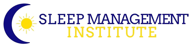 A logo for the sleep management institute with a crescent moon and sun