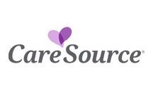 The logo for caresource is a purple heart on a white background.
