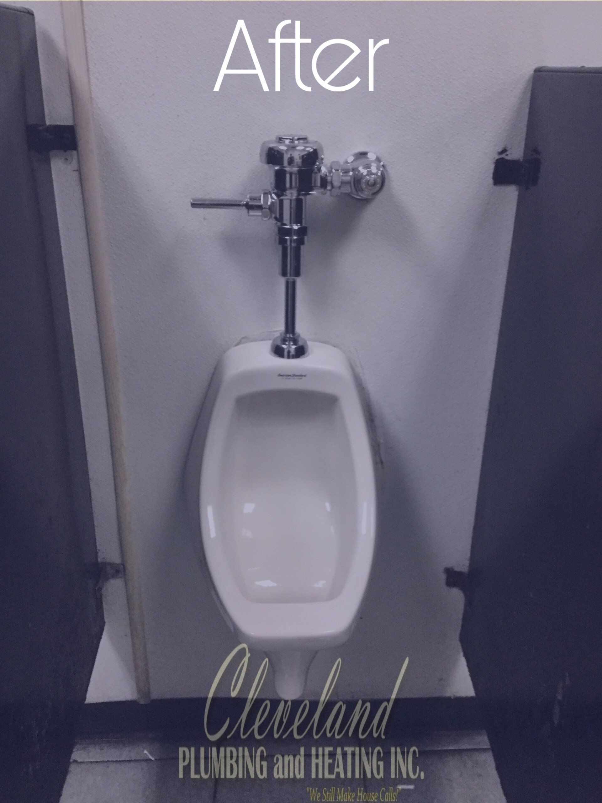 After Urinal Installation — Hyde Park, NY — Cleveland Plumbing & Heating Inc.