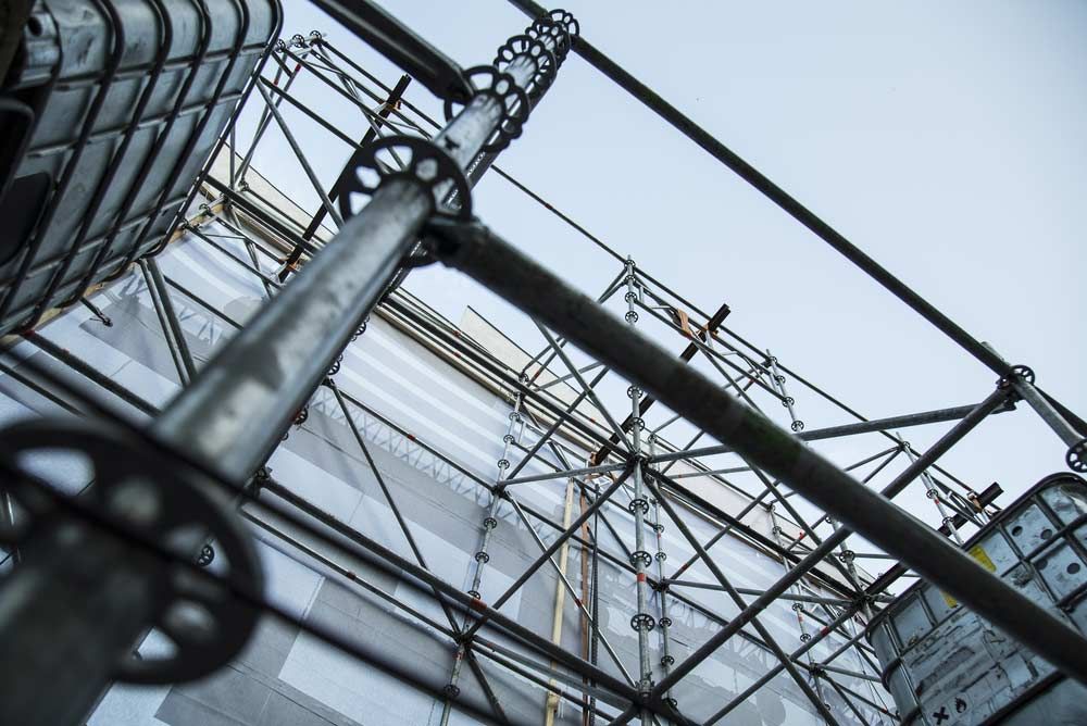 Looking Up At A Scaffolding Structure On A Building Under Construction — Triple S Scaffolding In Port Macquarie, NSW