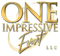 Gold logo for "One Impressive Event LLC", featuring stylized text on a decorative gold heart background.