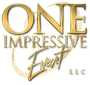 Gold logo for "One Impressive Event LLC", featuring stylized text on a decorative gold heart background.