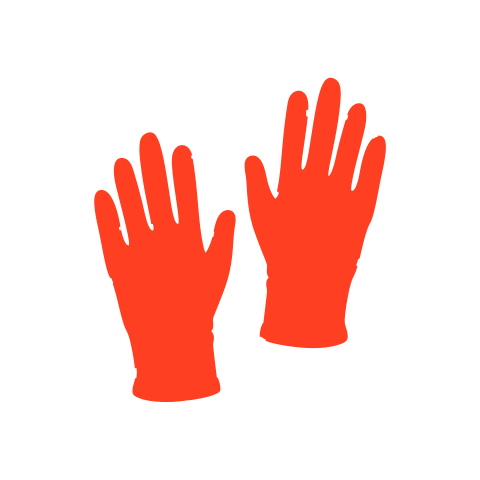 A red icon of a person without a face on a white background.