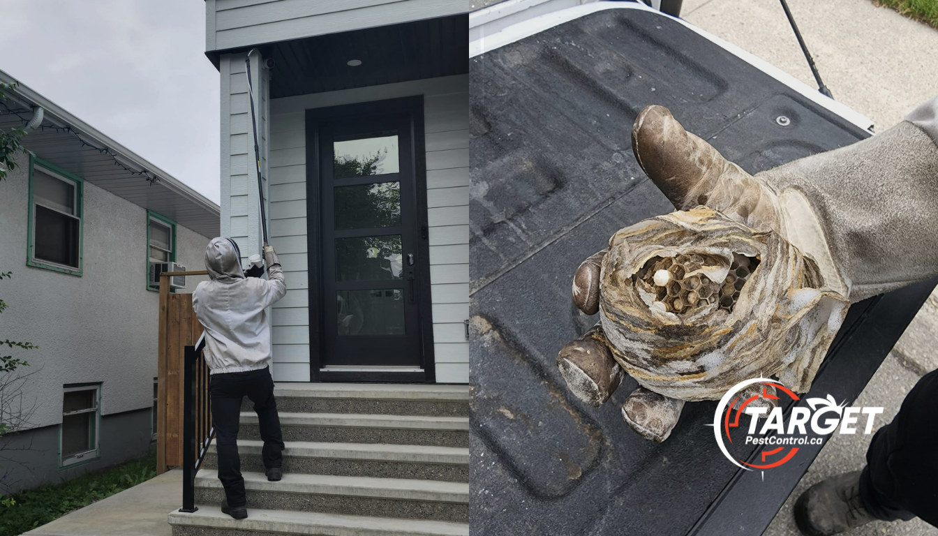 wasp nest being treated picture of a target logo