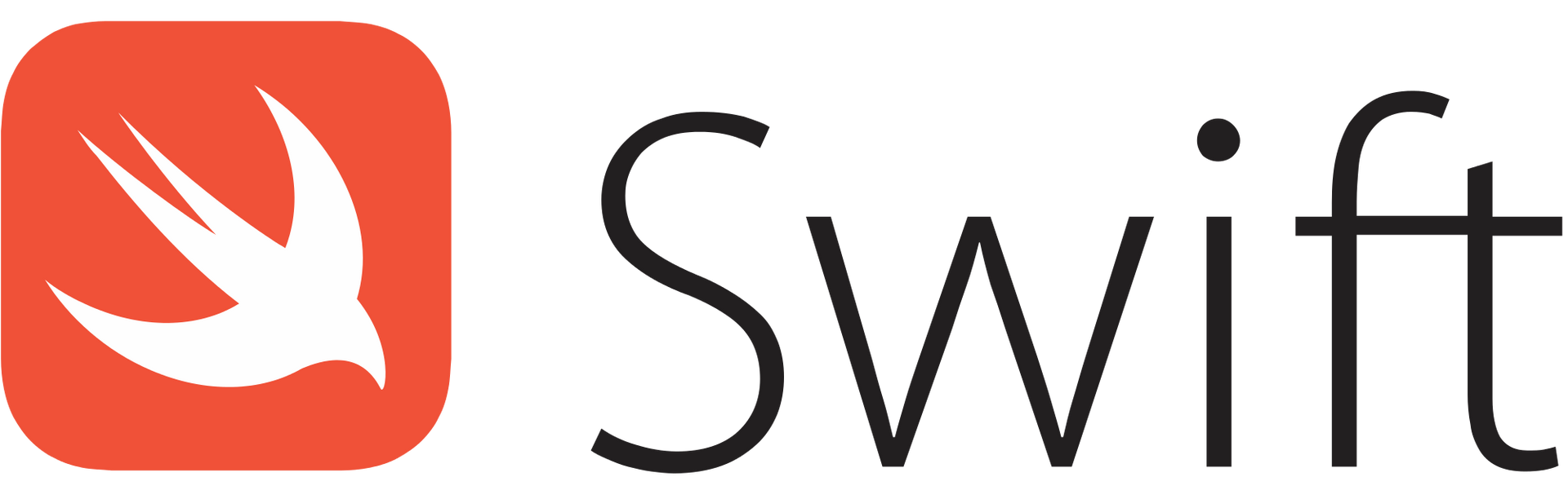 Swift programming language logo: a white bird in an orange rounded square next to the word "Swift" in black.