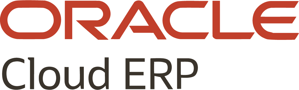 Oracle Cloud ERP logo. Red Oracle text over black Cloud ERP text.