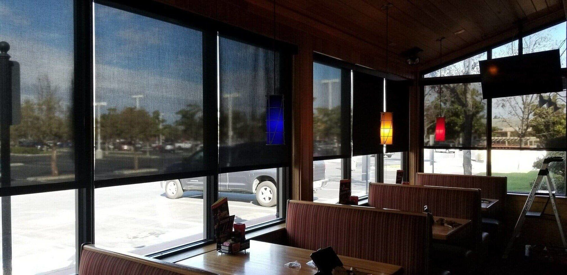Restaurant window with blinds — Bakersfield, CA — The Blindmans Daughter