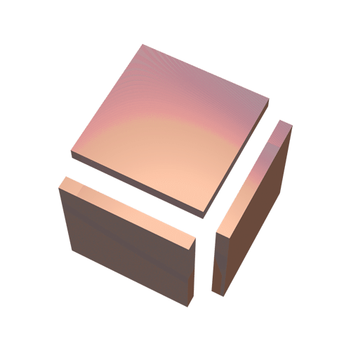 A 3d rendering of a cube with a sunset in the background.