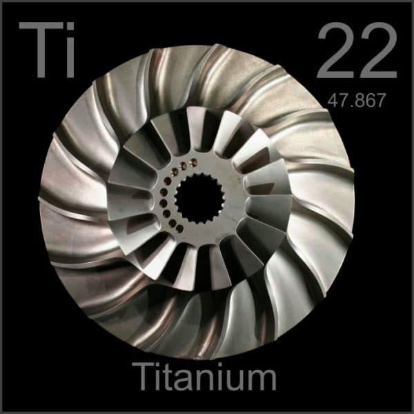 A picture of a turbine that says titanium on it