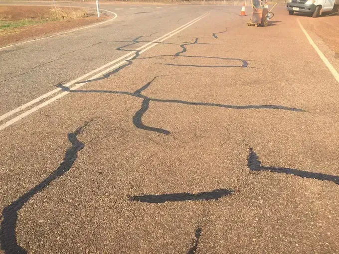 Crack Sealing Work on a Road — F & J Bitumen Services in Alice Springs, NT