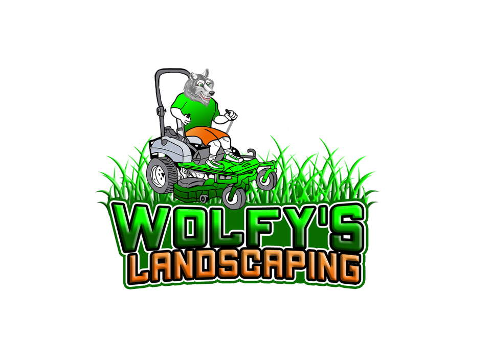 A Wolf driving a mower