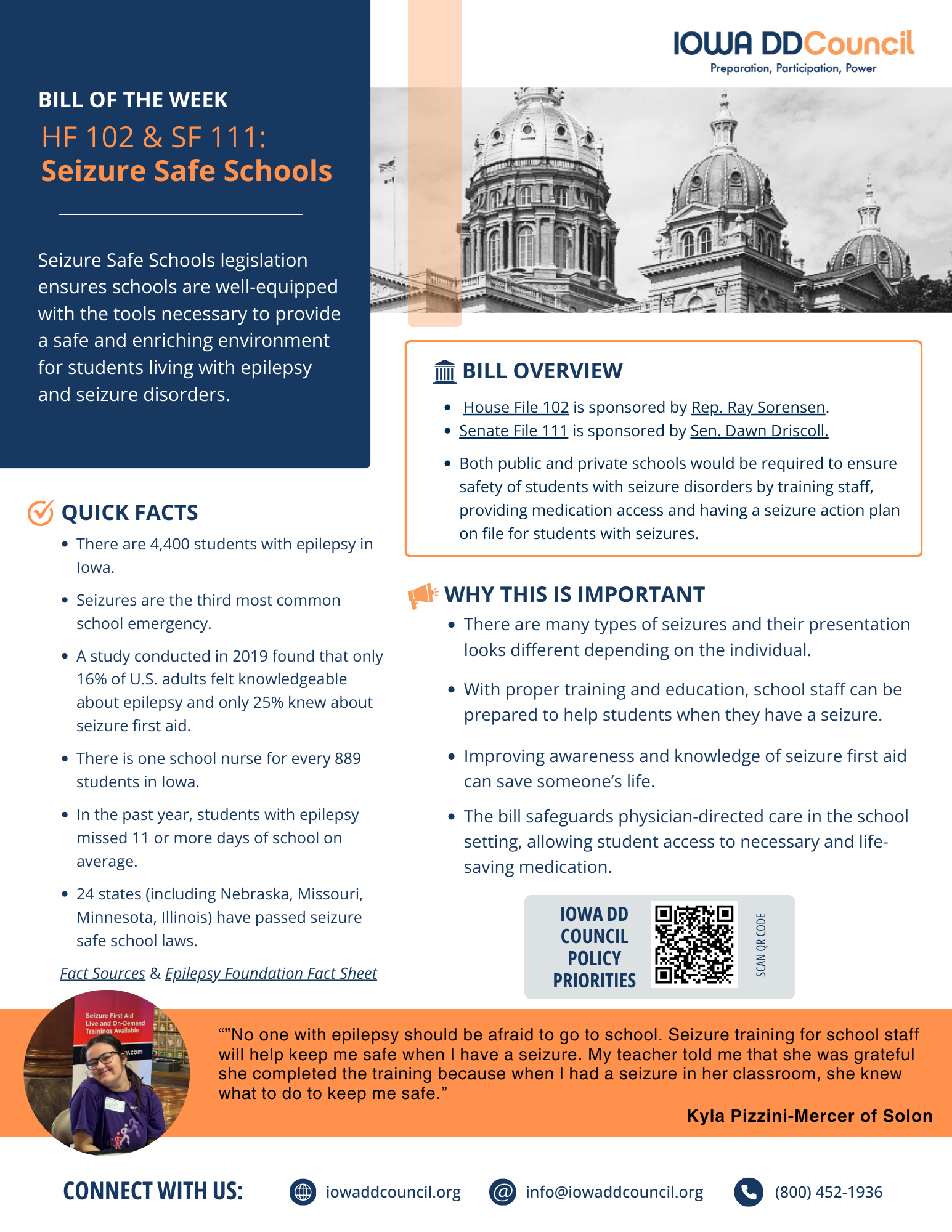 Thumbnail of bill of the week on seizure safe schools, click for PDF