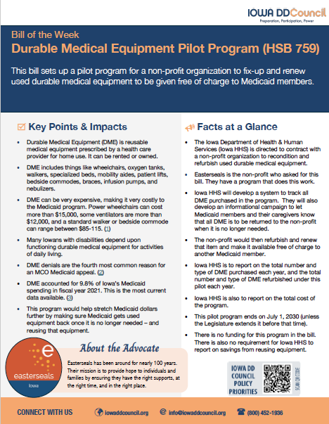 Thumbnail image of bill of the week, HSB 759 on durable medical equipment; click for pdf.