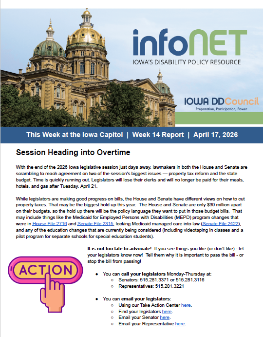 Thumbnail of Infonet's This Week at the Capitol for Week 14; click for PDF.