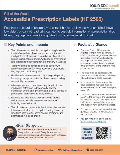 Thumbnail of bill of the week - HF 20133 on Accessible Prescription Labels - click to get PDF.