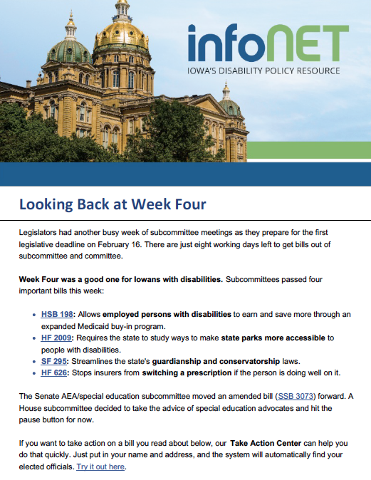 Thumbnail of Week 4 of Infonet's This Week at the Capitol. Click on it to open PDF.