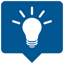 Blue tab marker with white lightbulb in it.