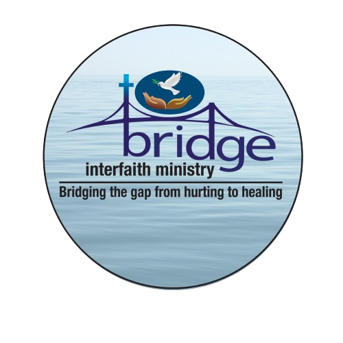 A logo for bridge interfaith ministry bridging the gap from hurting to healing