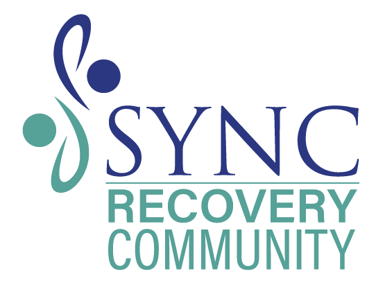 The logo for the sync recovery community is blue and green