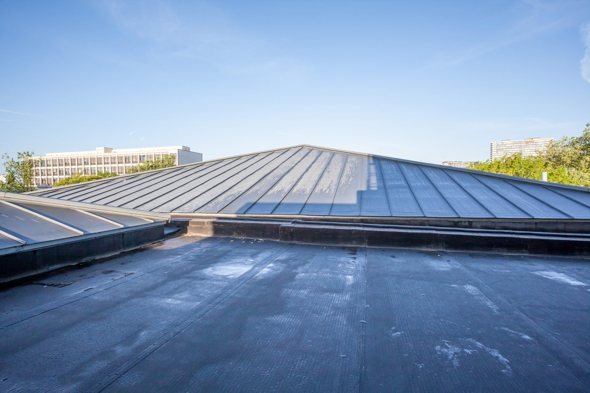 Commercial Roofing — Flat Roof of Commercial Building in Vacaville, CA