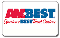 AM Best logo with red and blue text, 