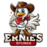 Cartoon chicken cowboy wearing hat and boots; 
