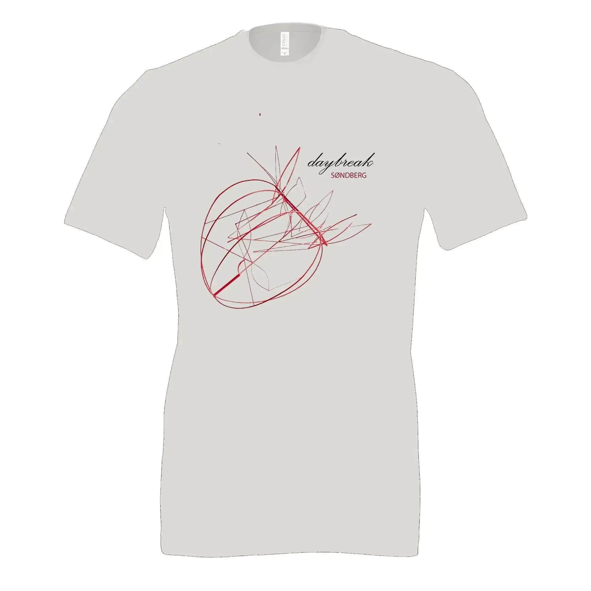 A white t-shirt with a drawing of a heart on it