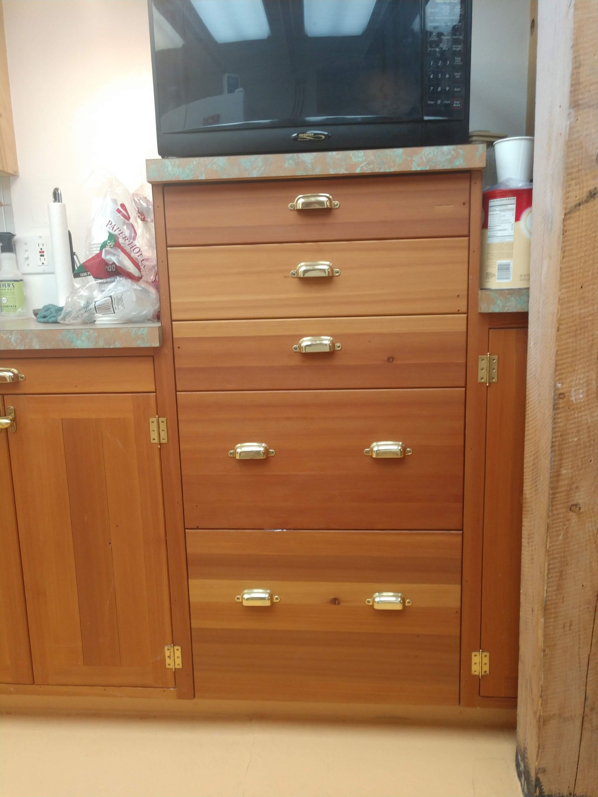 Wwooden cabinets in a kitchen