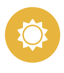 Un icono de un sol en un círculo amarillo.