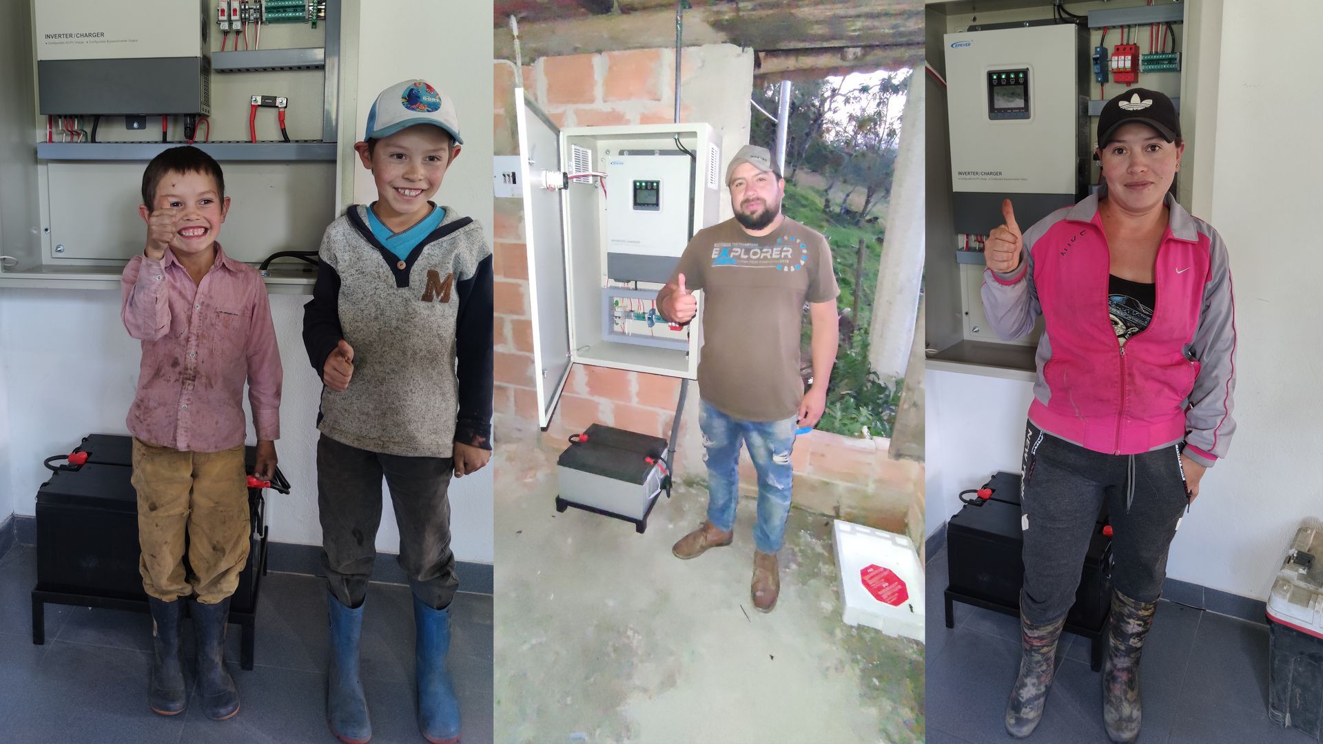 Un collage de tres fotografías de personas paradas una al lado de la otra.