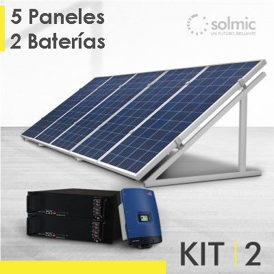 Una imagen de un panel solar con las palabras 5 paneles 2 baterias en él