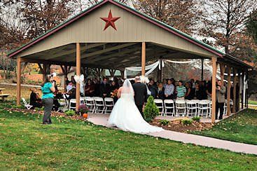 Pavilion with newly wed couples