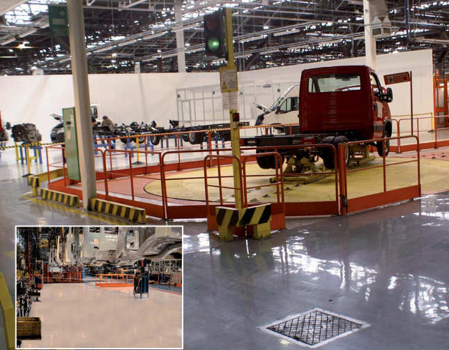 fabbrica automotive con pavmenti in resina