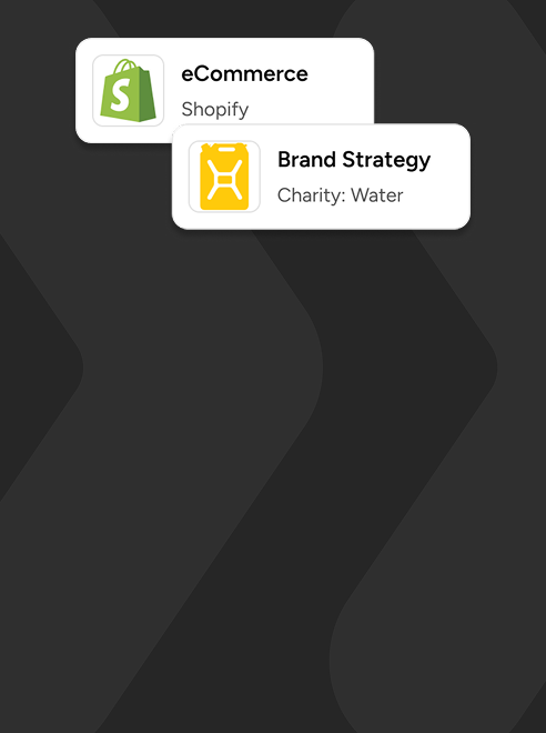 Two buttons: "Web Analytics" for Grammy's, and "Sustainability" for Intel.
