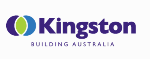 The logo for kingston building australia is blue and green