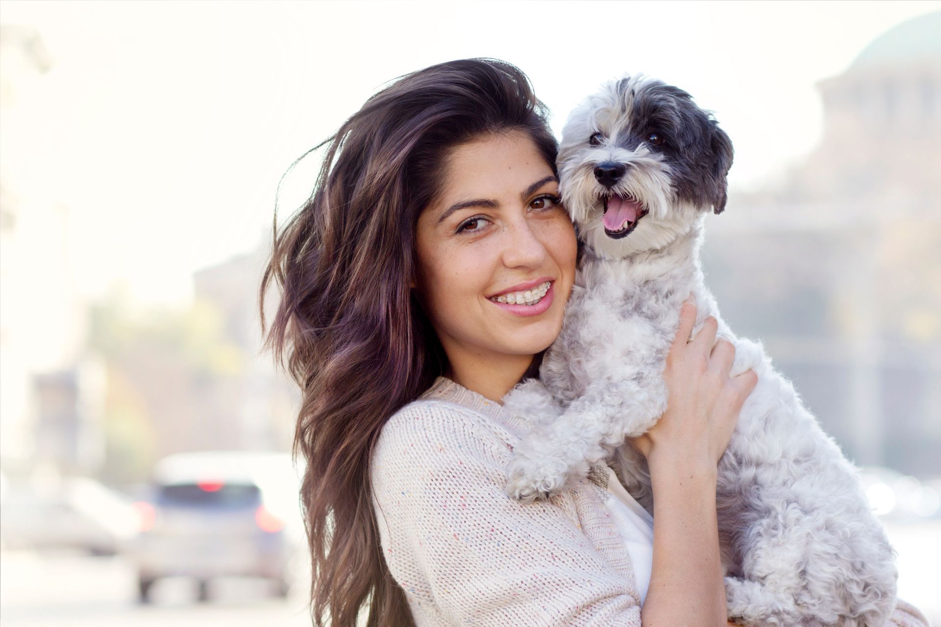 a young female with her pet dog