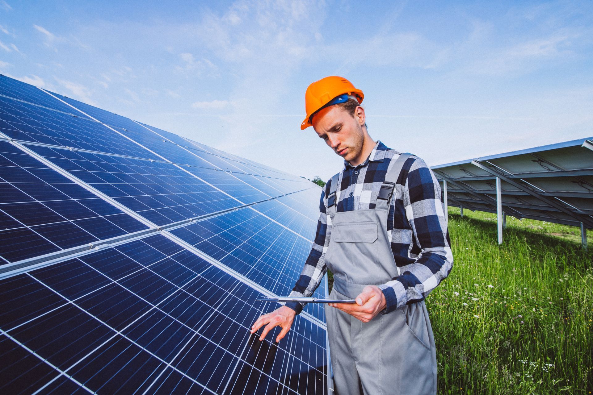 Man Checking Solar Panel