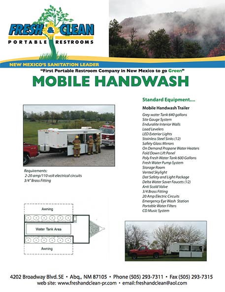 Mobile Handwash Brochure - Portable Restrooms in Albuquerque, NM