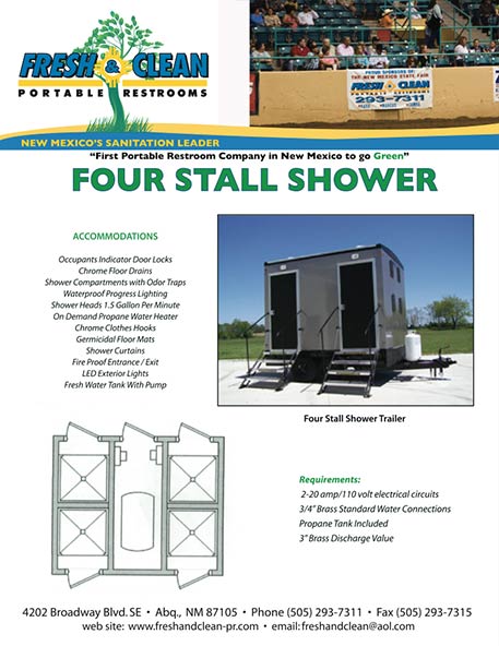 Four Stall Shower Brochure - Portable Restrooms in Albuquerque, NM