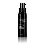 Black skincare bottle with pump dispenser, labeled