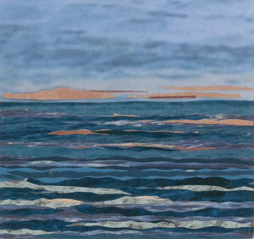 A painting of a large body of water
