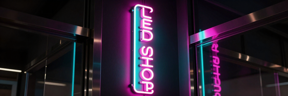Detalle de anuncio de neón iluminado